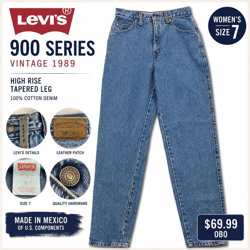Vintage Levi’s 900 Series Jeans Women’s 26x32 1989 High Rise Tapered Mom Denim